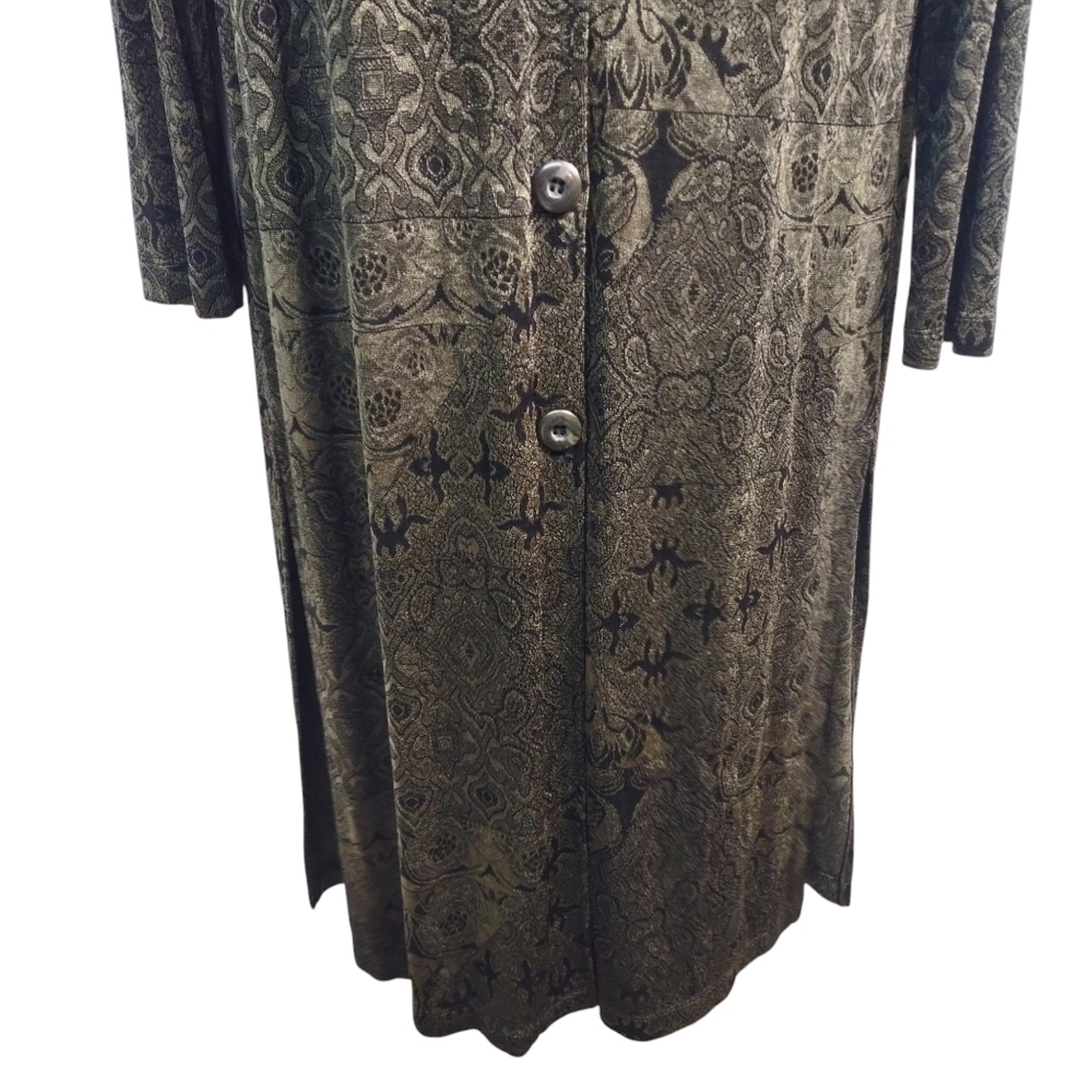 Vintage Laura Ashley Women's Green Black Abstract Print Button Dress Size M - Picture 4 of 10
